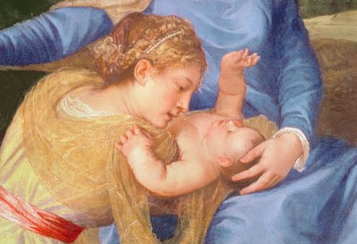 The Virgin and Child with St. John the Baptist and a Female Saint, (detail) by Tiziano Vecelli